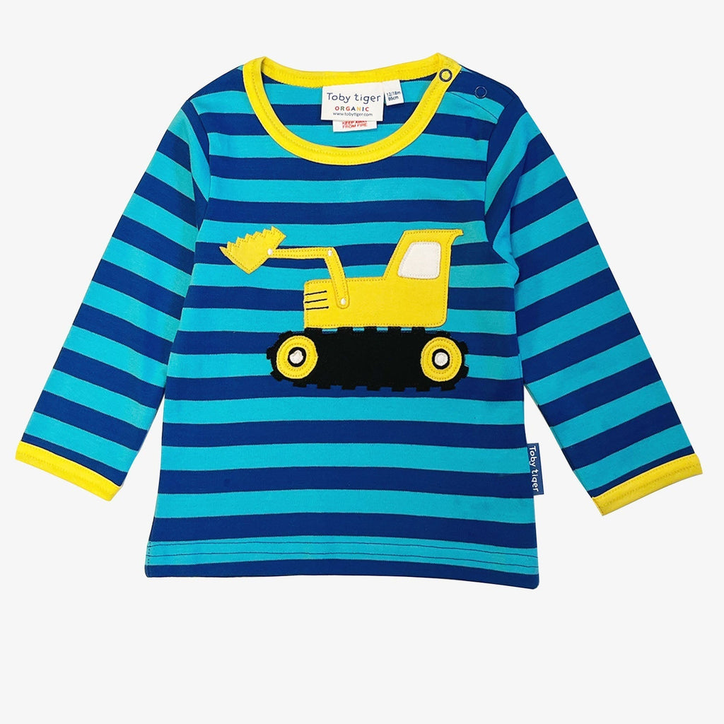 Toby Tiger Organic Applique Long-Sleeved T-Shirt -  Digger