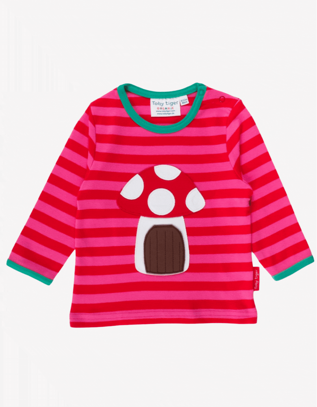 Toby Tiger Organic Applique Long-Sleeved T-Shirt - Mouse & Mushroom with Flap