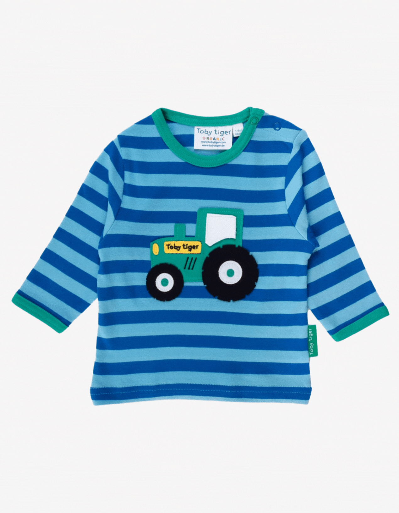 Toby Tiger Organic Applique Long-Sleeved T-Shirt - Tractor with Flap