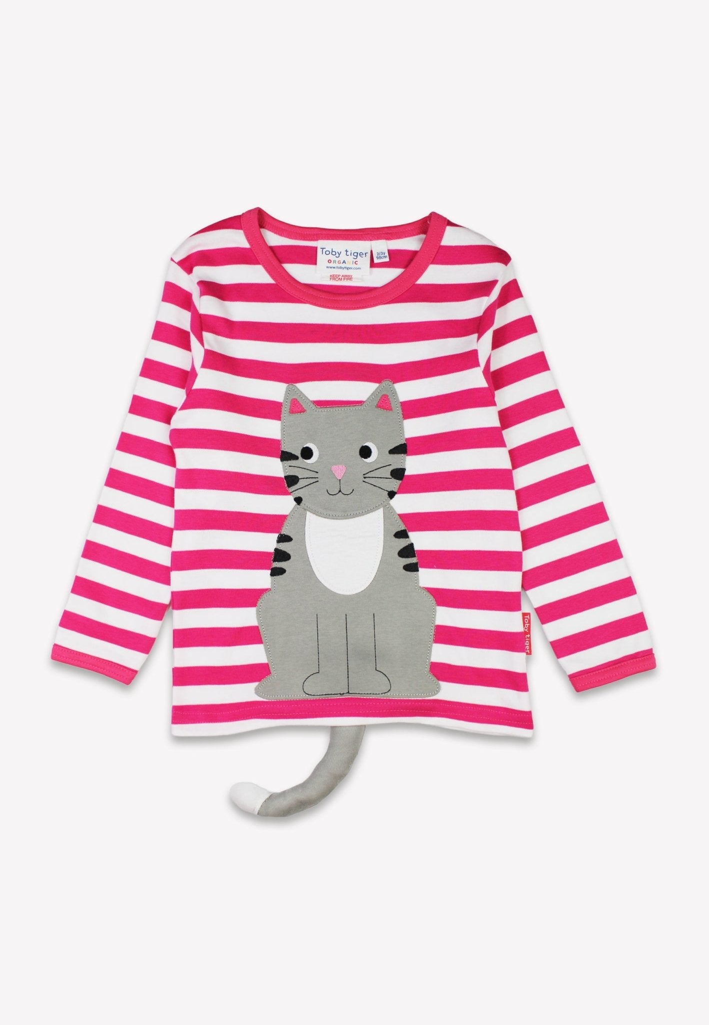 Toby Tiger Organic Applique Long-Sleeved T-Shirt - Pink Kitten