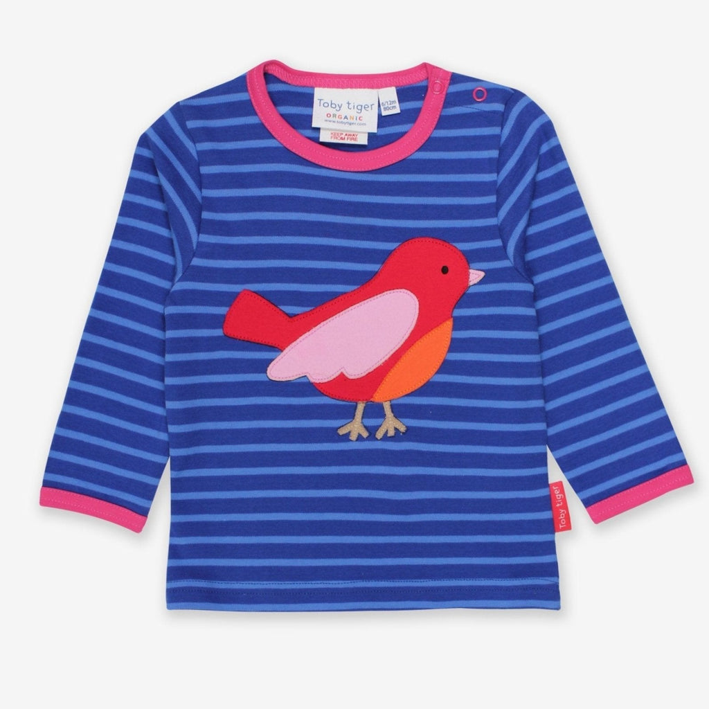 Toby Tiger Organic Applique Long-Sleeved T-Shirt - Red Bird