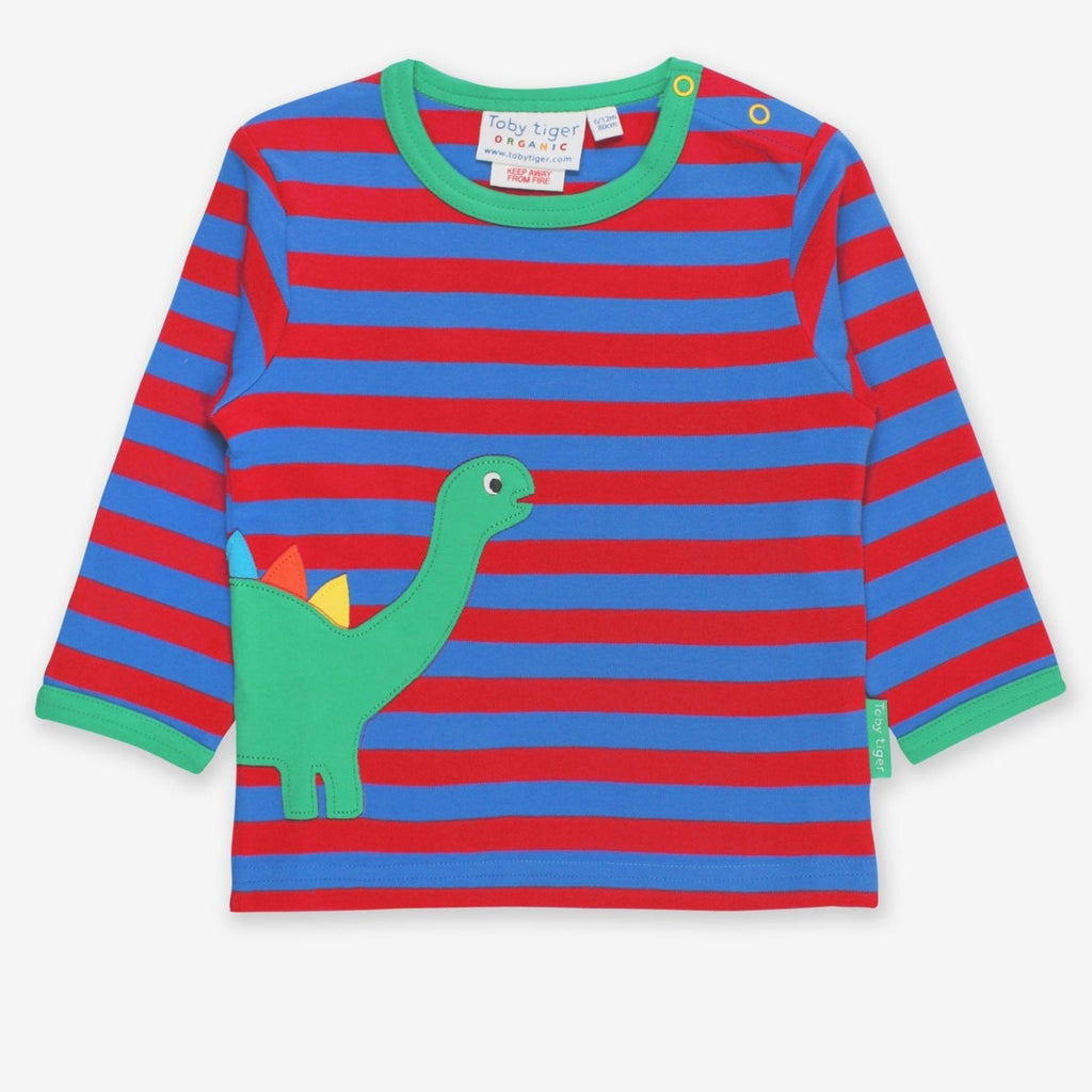 Toby Tiger Organic Applique Long-Sleeved T-Shirt - Dino