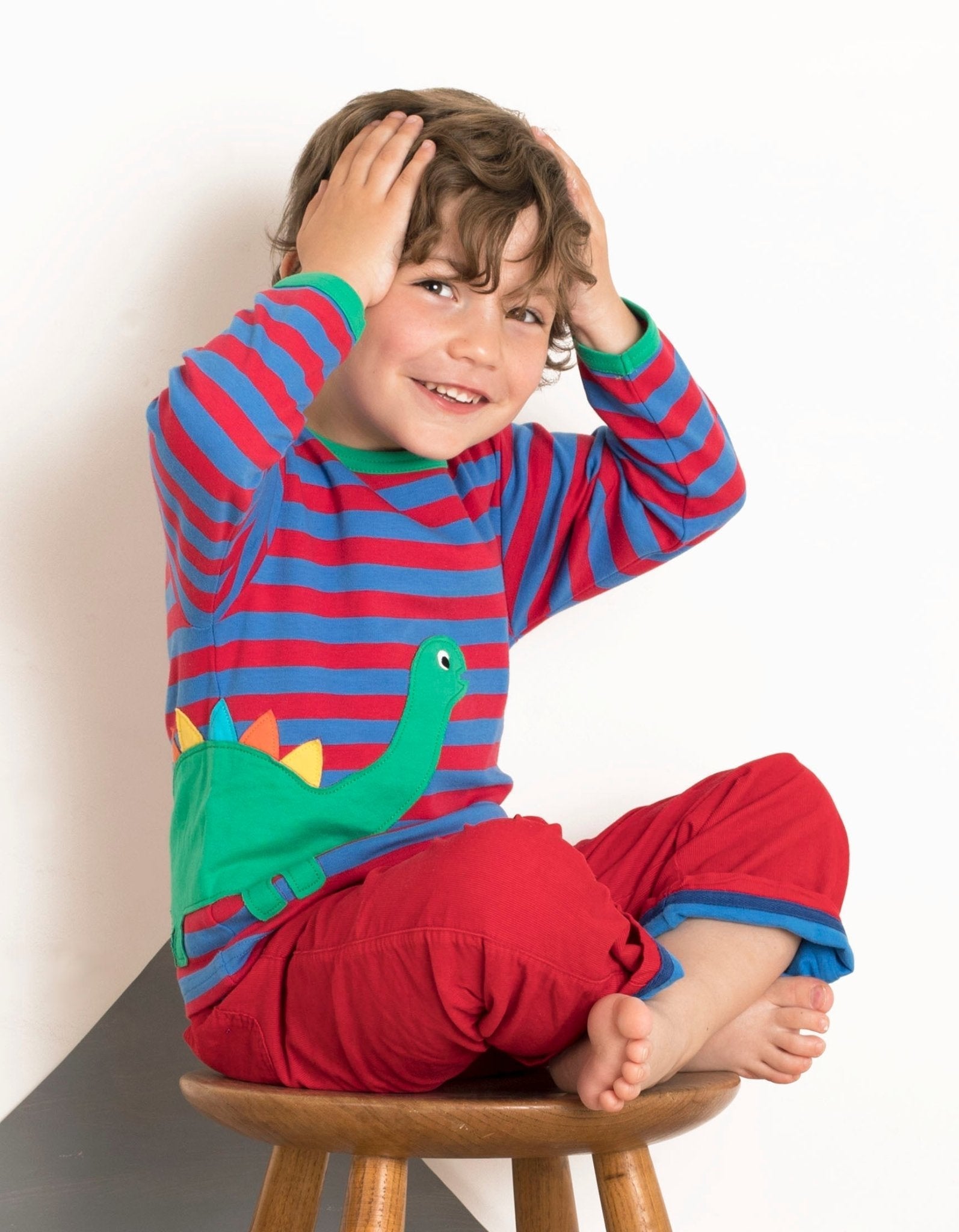 Toby Tiger Organic Applique Long-Sleeved T-Shirt - Dino