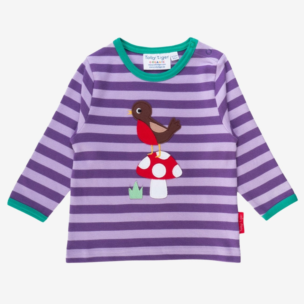 Toby Tiger Organic Applique Long-Sleeved T-Shirt - Robin