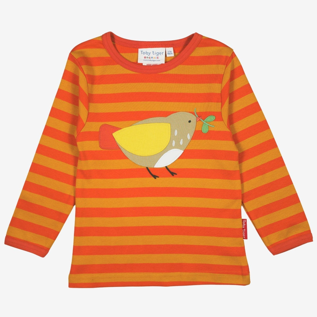 Toby Tiger Organic Applique Long-Sleeved T-Shirt - Autumn Sparrow