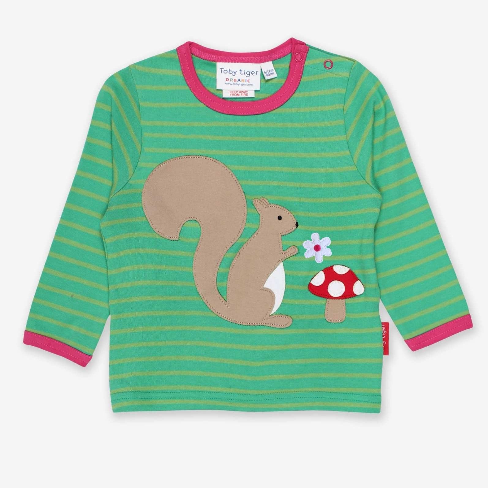 Toby Tiger Organic Applique Long-Sleeved T-Shirt - Squirrel