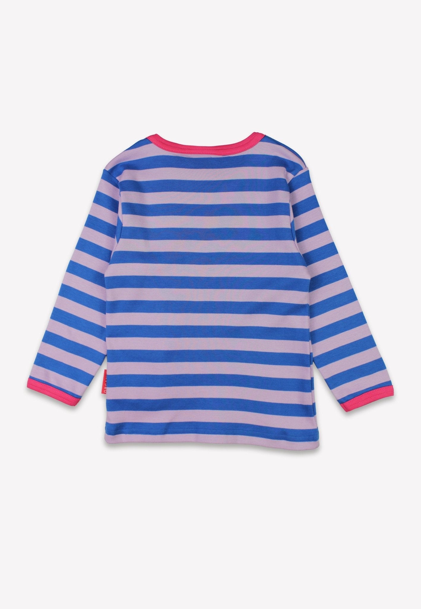 Toby Tiger Organic Applique Long-Sleeved T-Shirt - Striped Daisy