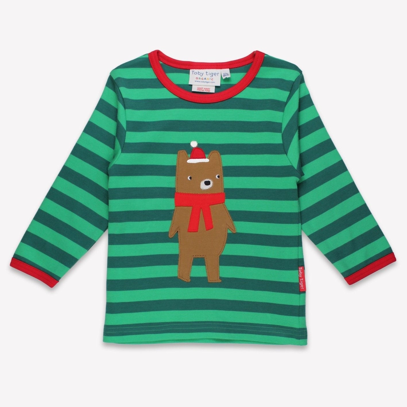 Toby Tiger Organic Long-Sleeved Applique T-Shirt - Christmas Bear