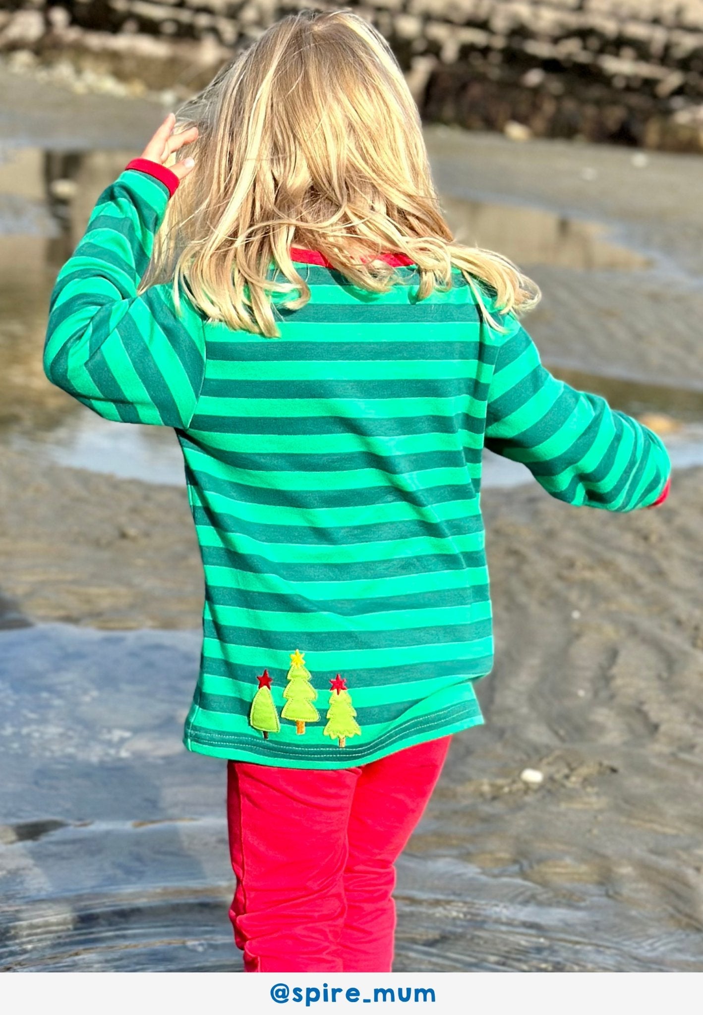 Toby Tiger Organic Long-Sleeved Applique T-Shirt - Christmas Bear