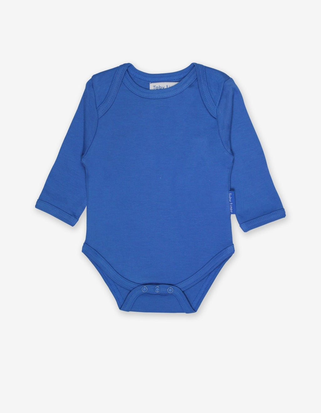 Toby Tiger Organic Basic Long-Sleeved Baby Bodysuit - Blue