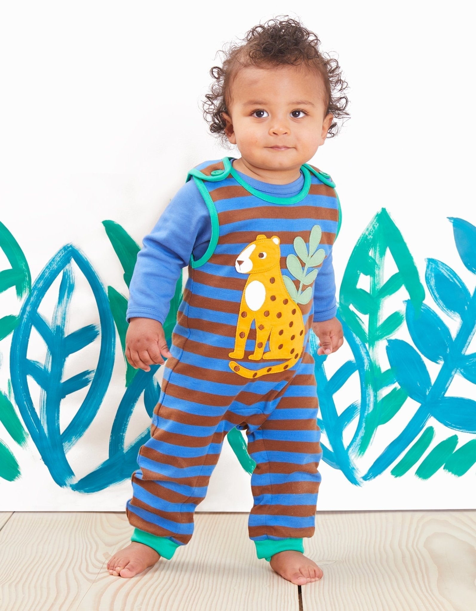 Toby Tiger Organic Basic Long-Sleeved Baby Bodysuit - Blue