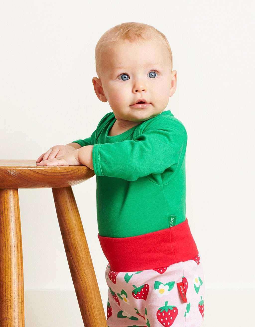 Toby Tiger Organic Basic Long-Sleeved Baby Bodysuit - Green