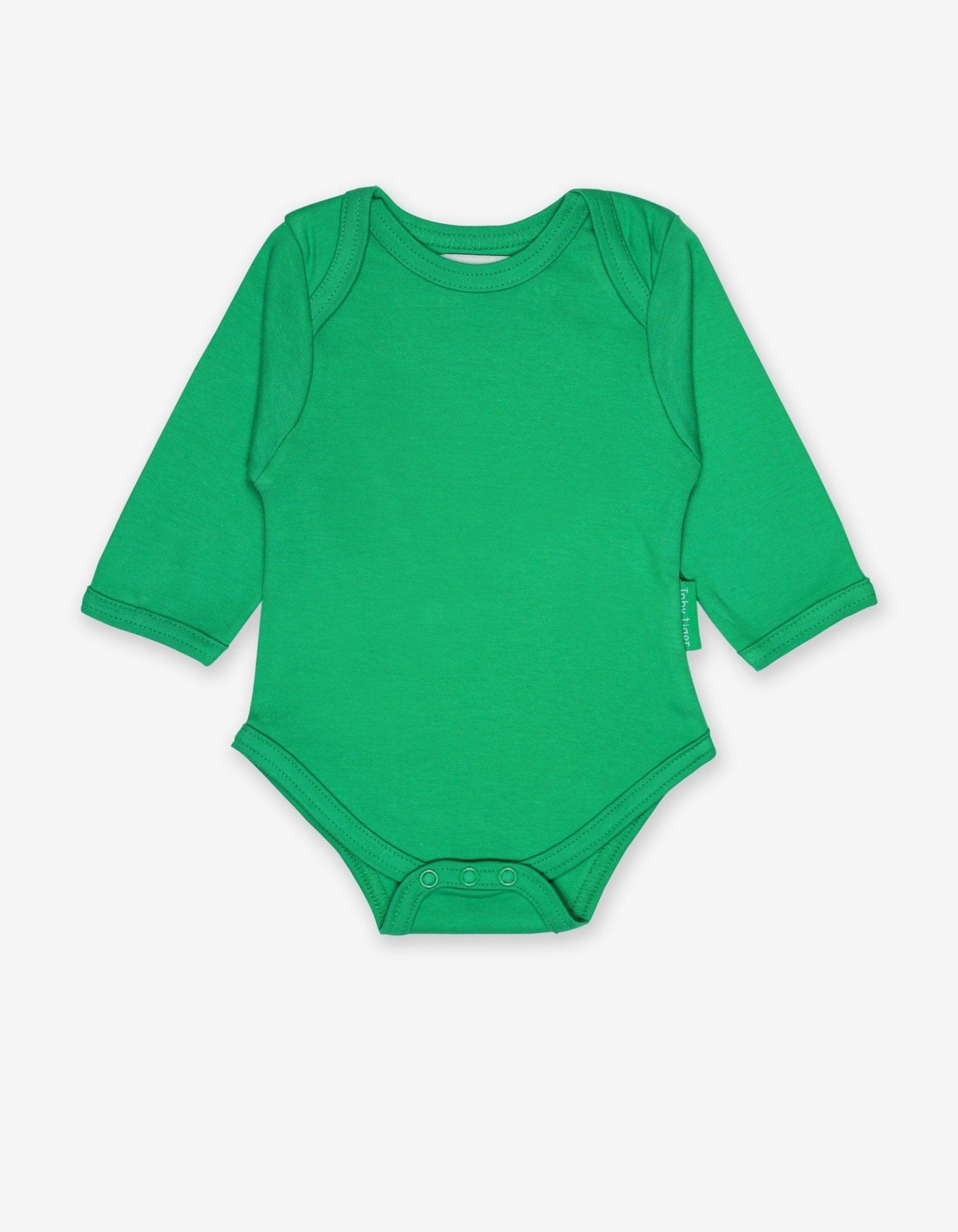 Toby Tiger Organic Basic Long-Sleeved Baby Bodysuit - Green
