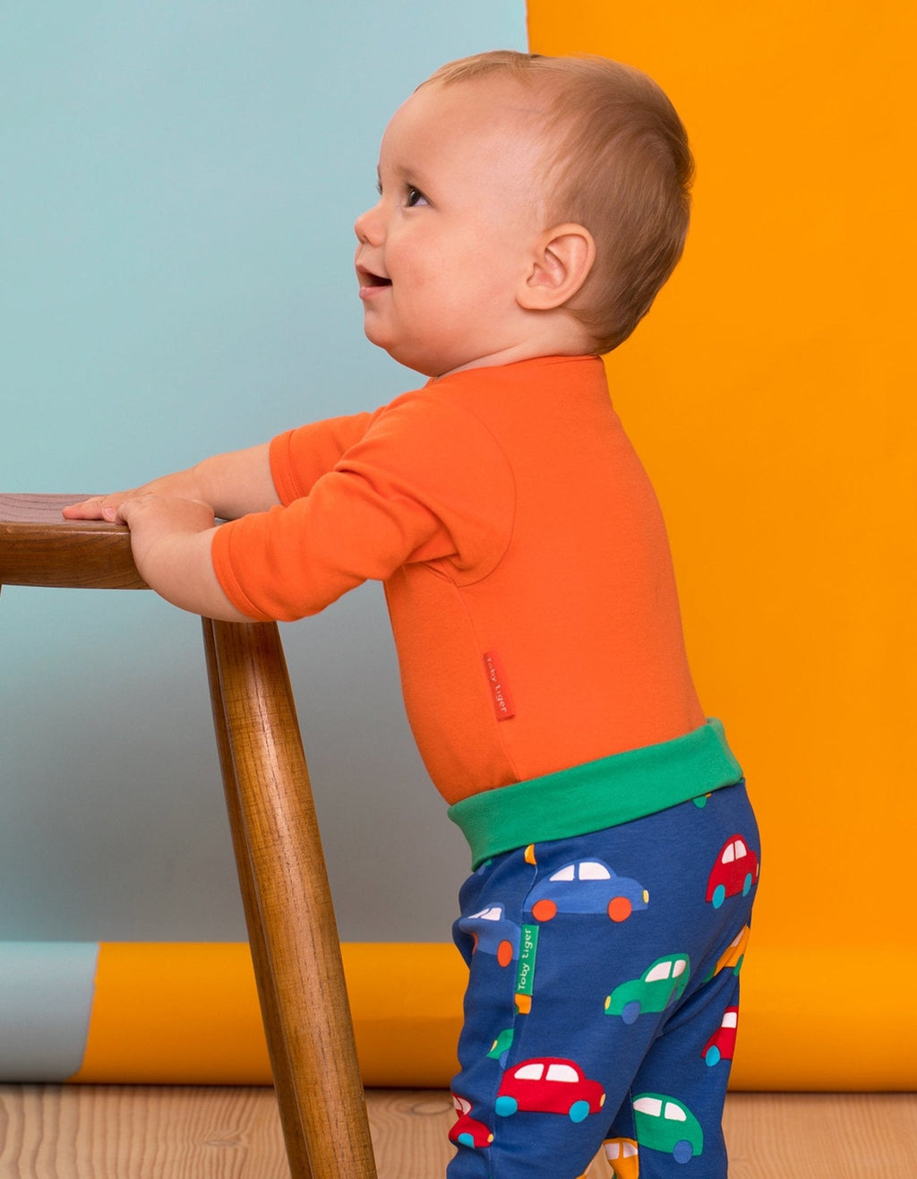 Toby Tiger Organic Basic Long-Sleeved Baby Bodysuit - Orange