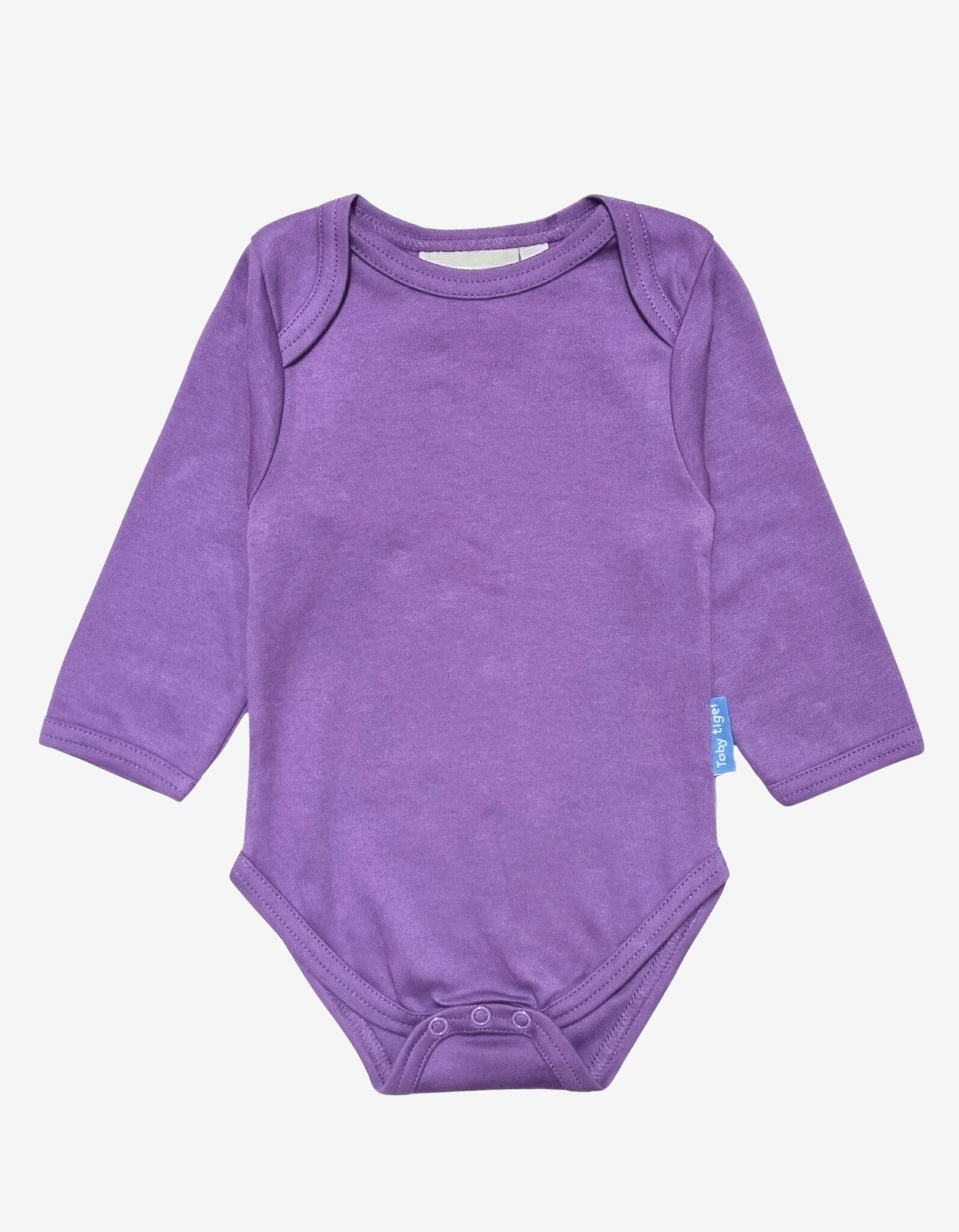 Toby Tiger Organic Basic Long-Sleeved Baby Bodysuit - Purple