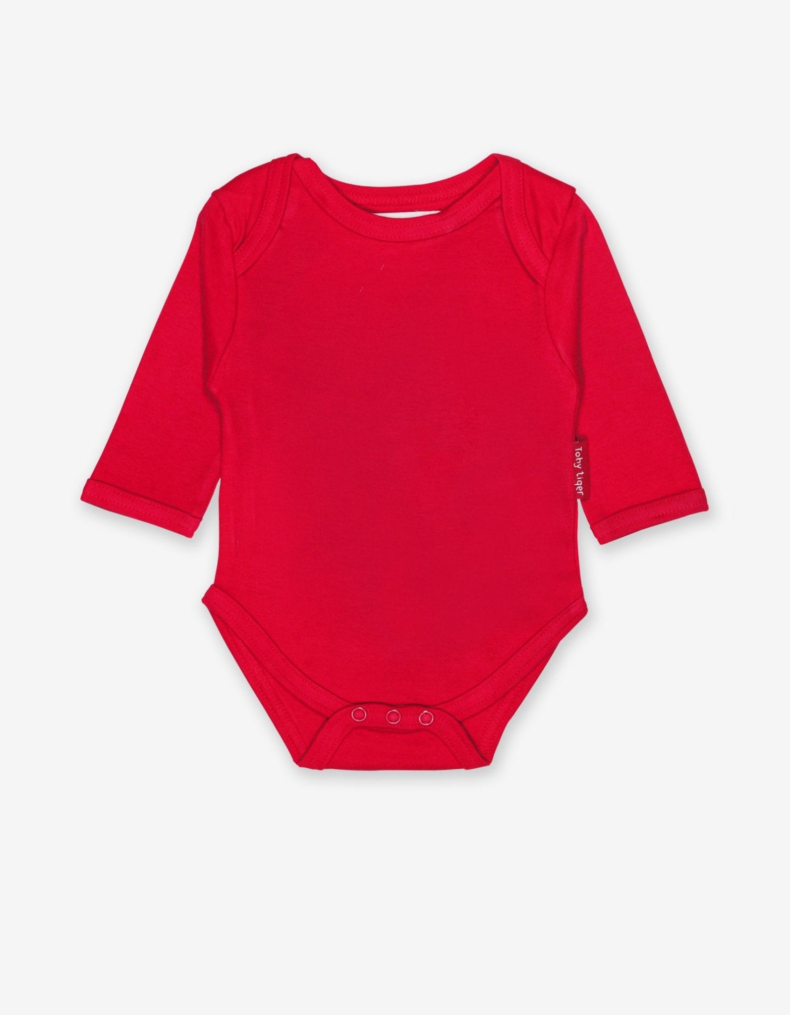 Toby Tiger Organic Basic Long-Sleeved Baby Bodysuit - Red