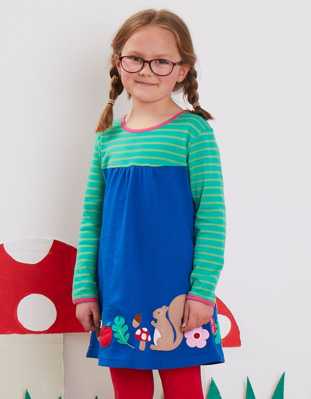 Organic Applique T-Shirt Dress - Forest Adventure