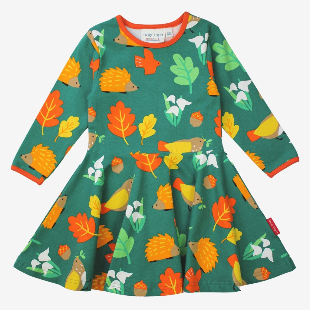 Toby Tiger Organic Skater Dress - Autumn Print