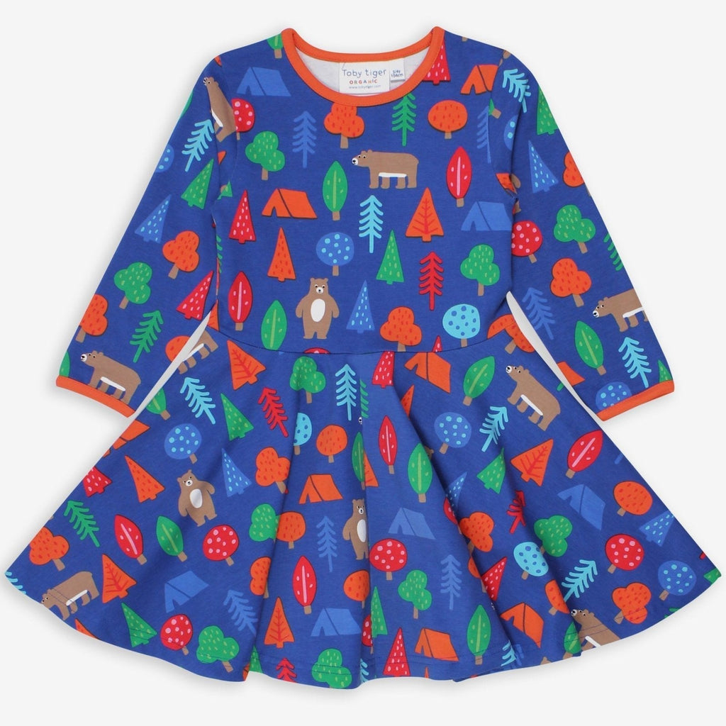 Toby Tiger Organic Skater Dress - Camping Bear