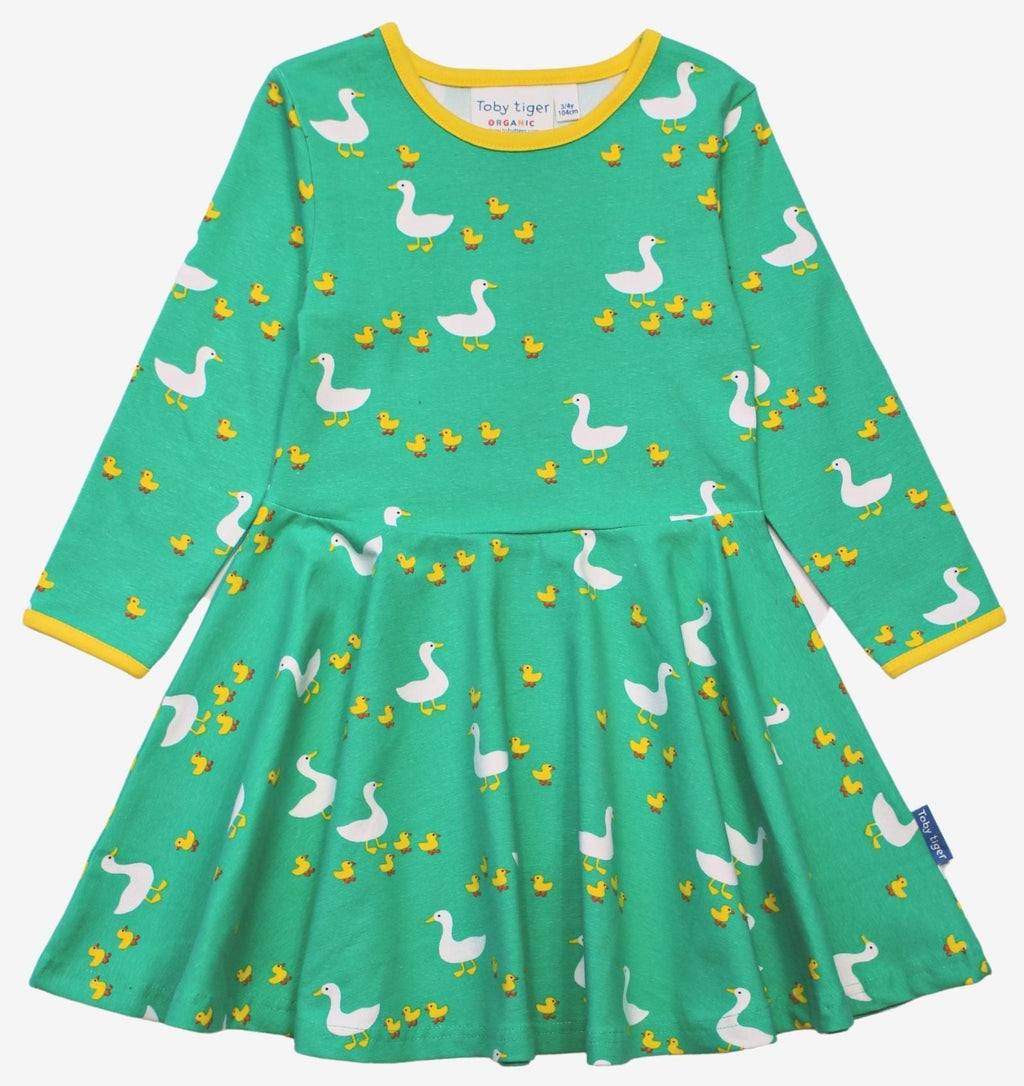 Toby Tiger Organic Skater Dress - Duck Print