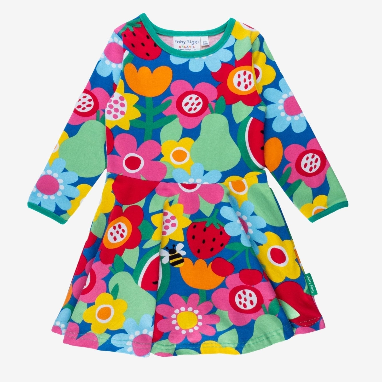 Toby Tiger Organic Skater Dress - Fruit Flower Print