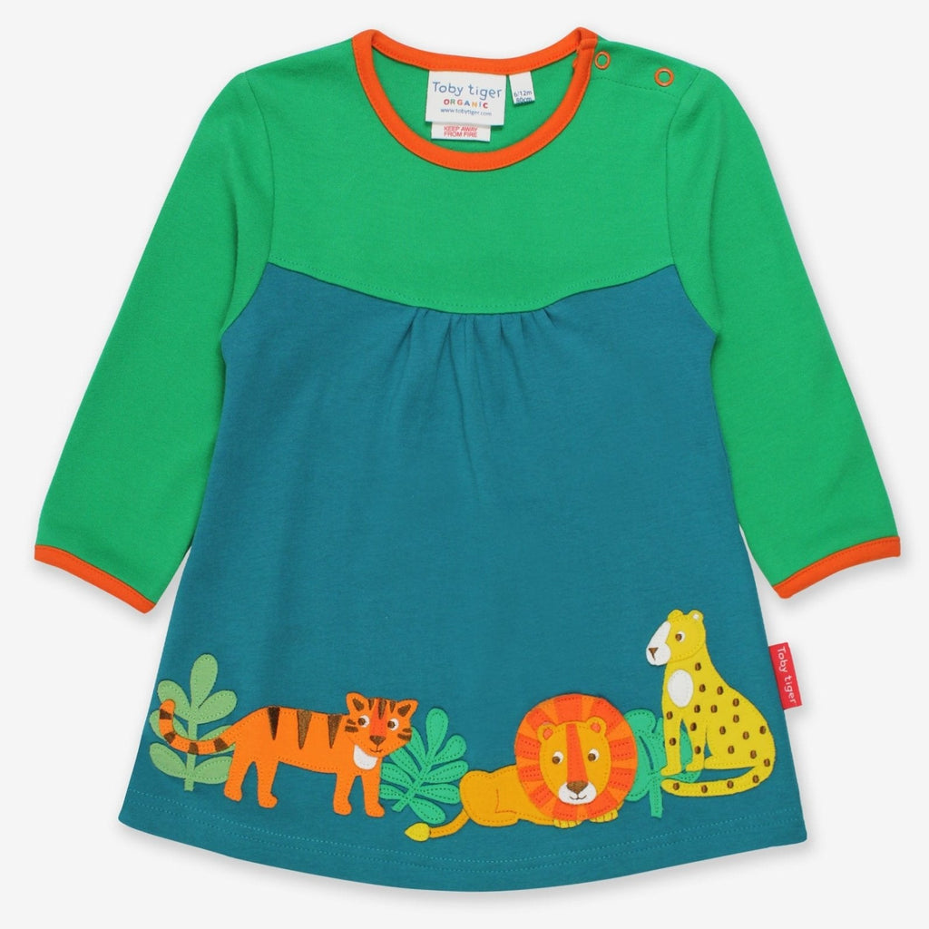 Organic Applique T-Shirt Dress - Wild Cats