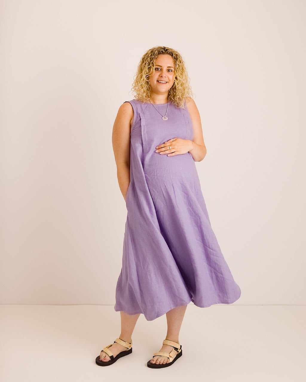 Journy Lucy Maternity / Breastfeeding Linen Dress - Lavender