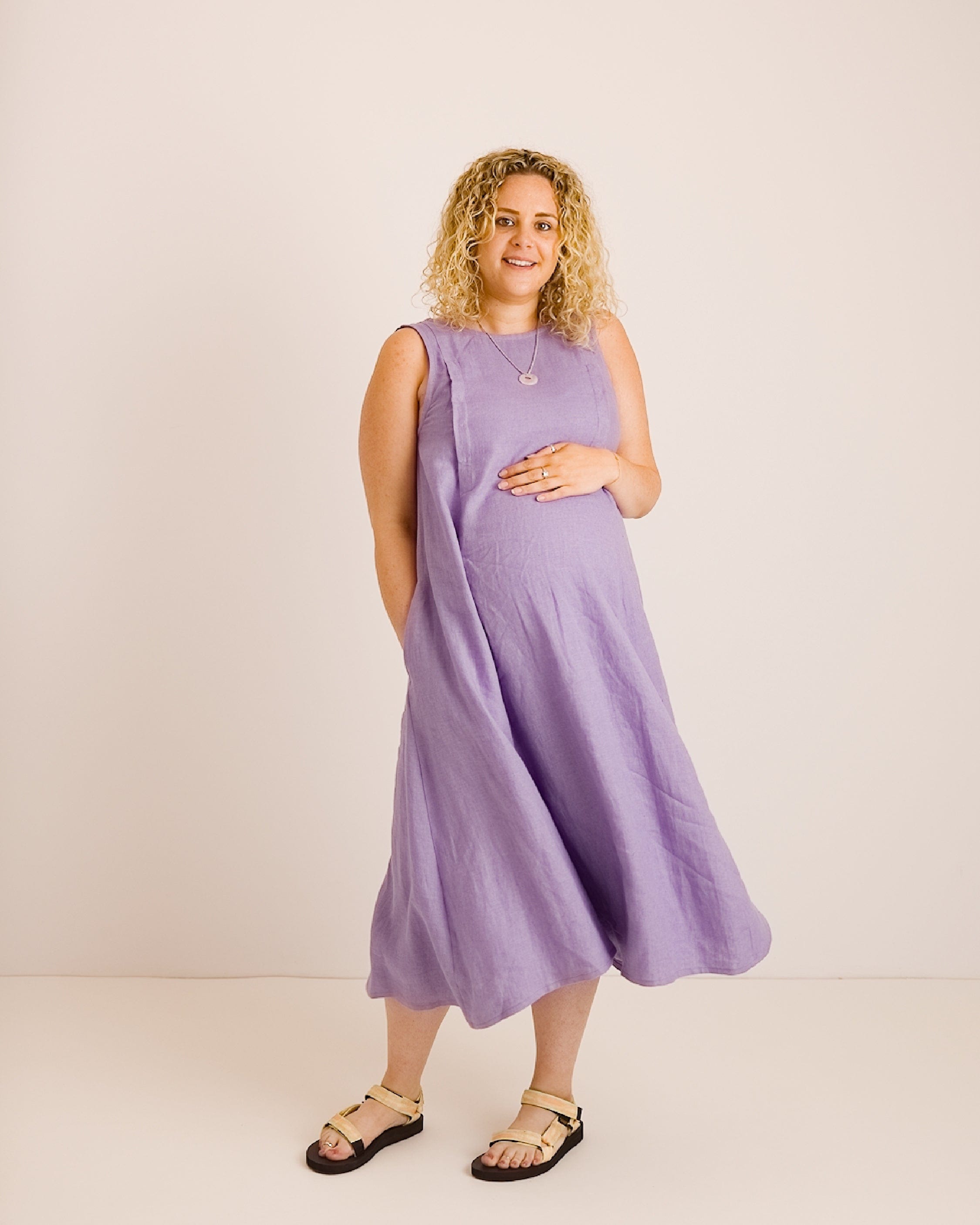 Journy Lucy Maternity / Breastfeeding Linen Dress - Lavender