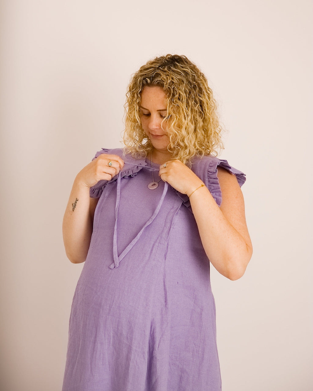 Journy Lucy Maternity / Breastfeeding Linen Dress - Lavender