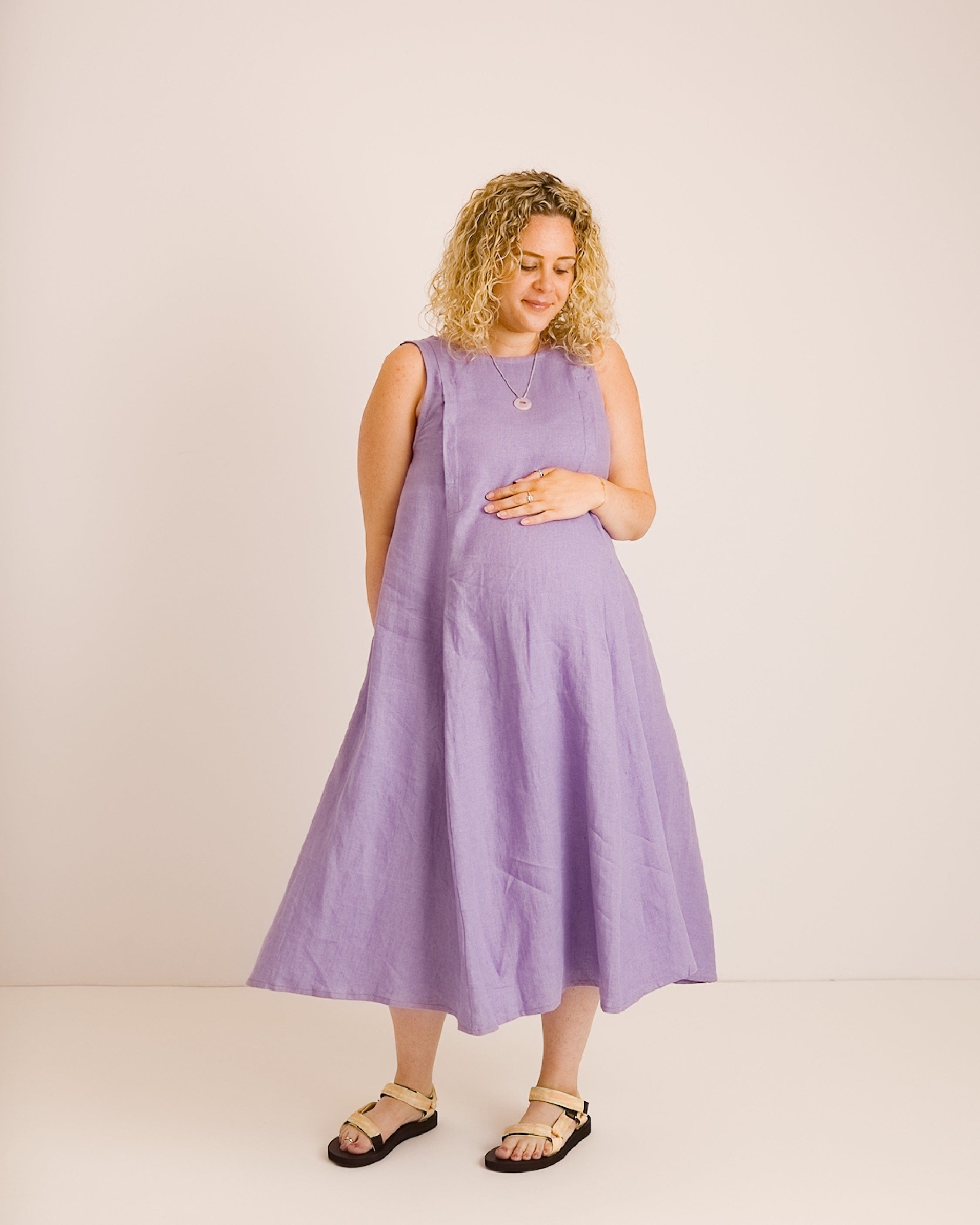 Journy Lucy Maternity / Breastfeeding Linen Dress - Lavender