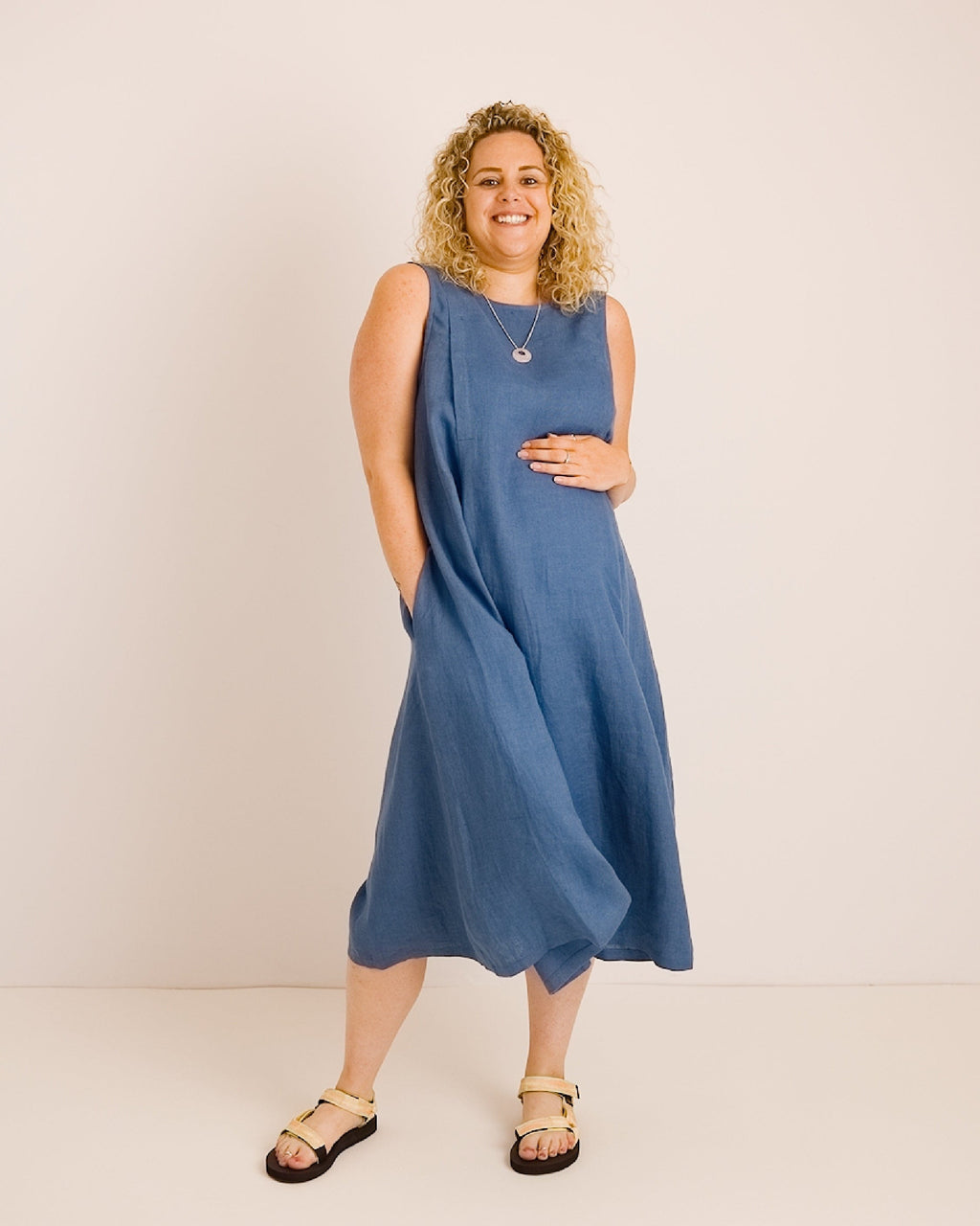 Journy Lucy Maternity / Breastfeeding Linen Dress - Aegean Blue