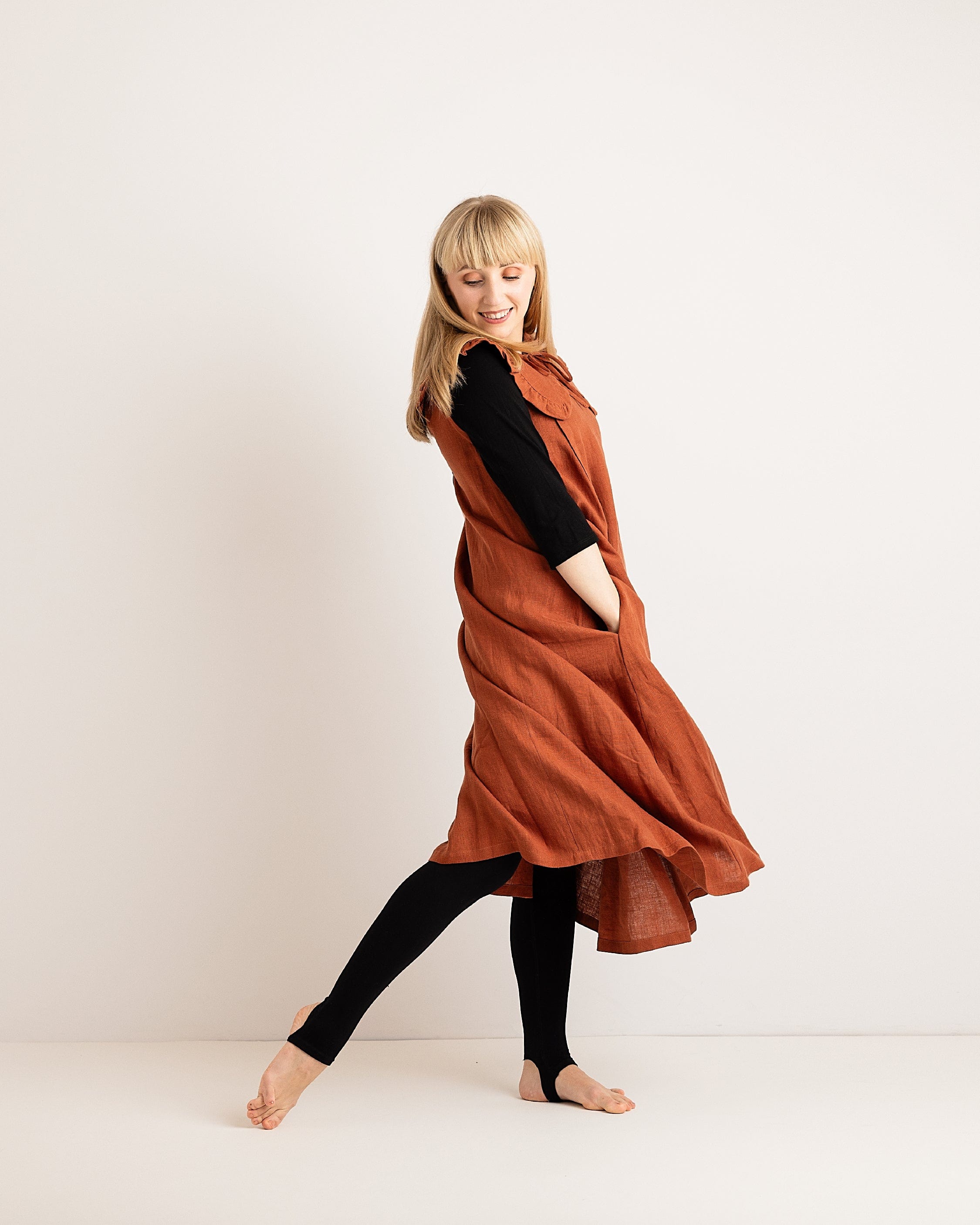 Journy Lucy Maternity / Breastfeeding Linen Dress - Burnt Orange