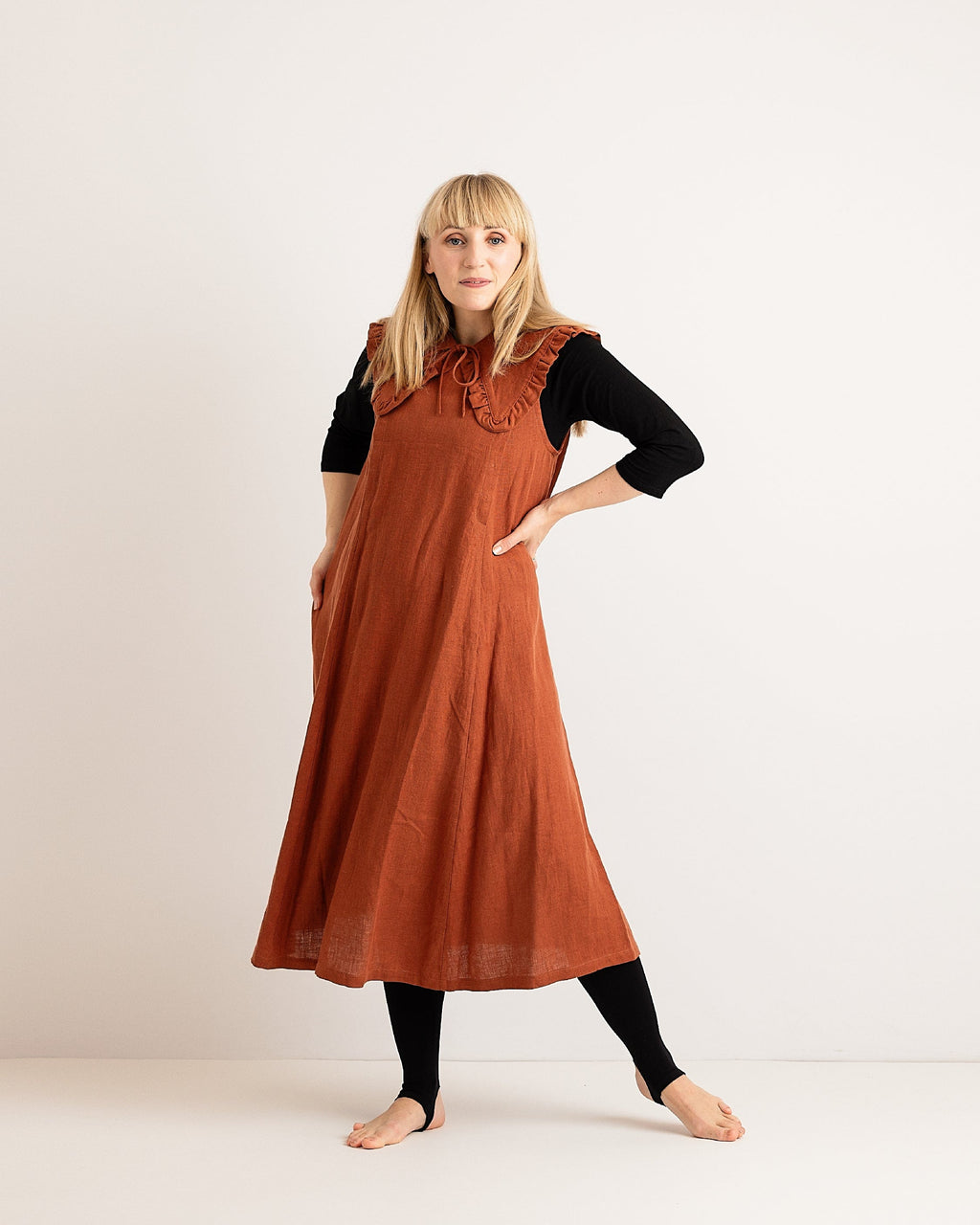 Journy Lucy Maternity / Breastfeeding Linen Dress - Burnt Orange