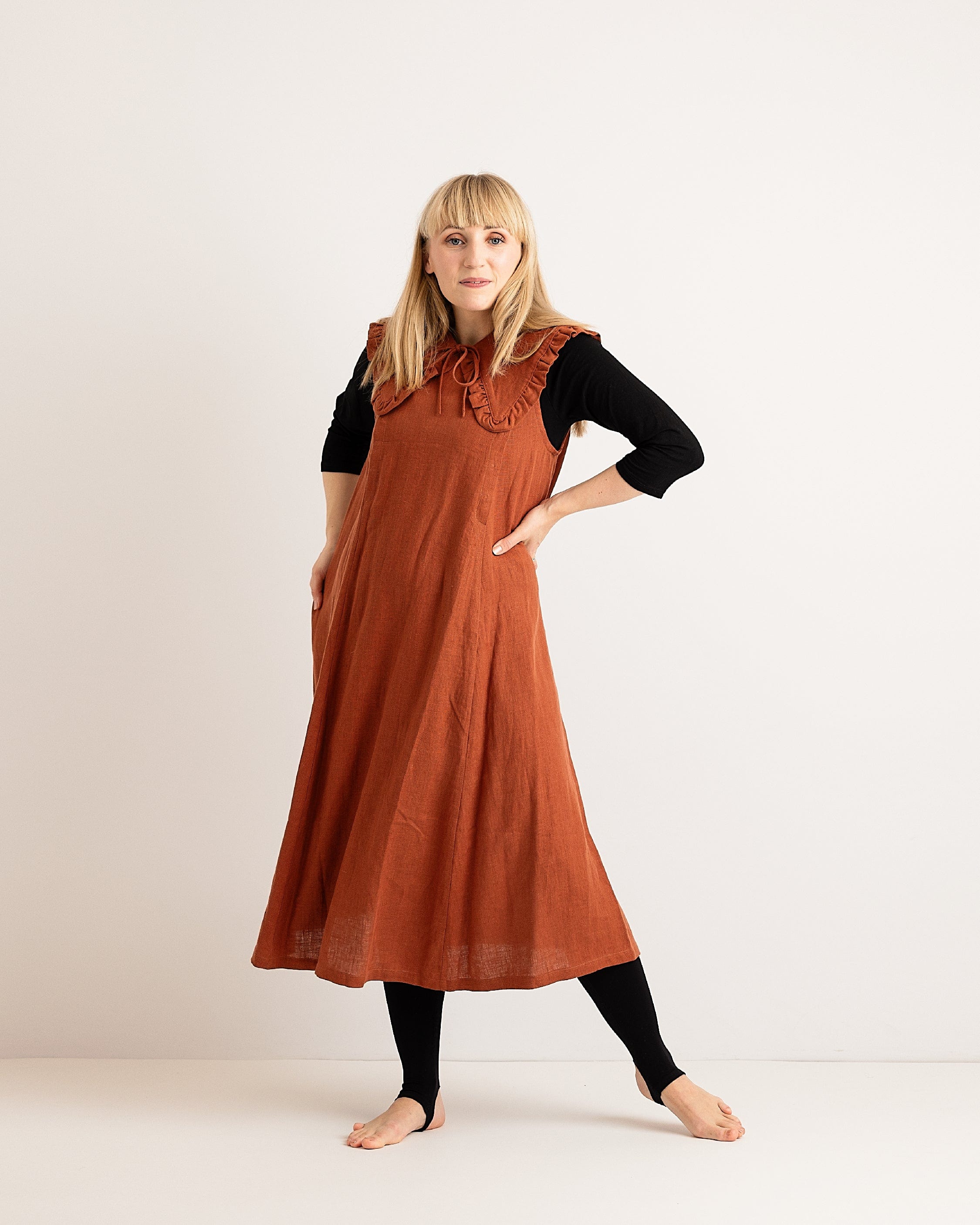Journy Lucy Maternity / Breastfeeding Linen Dress - Burnt Orange