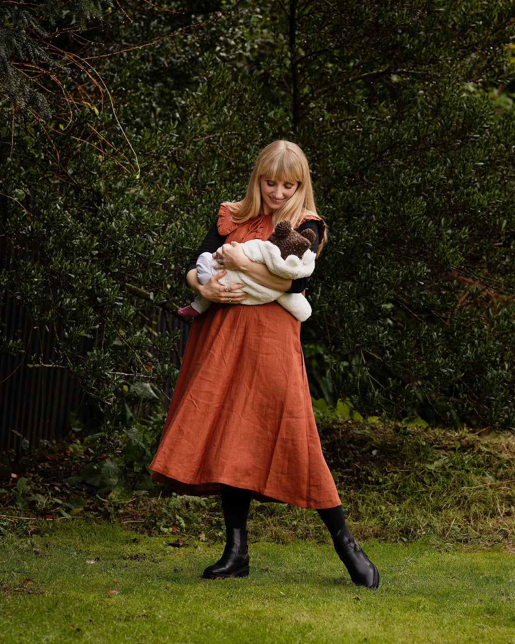 Journy Lucy Maternity / Breastfeeding Linen Dress - Burnt Orange