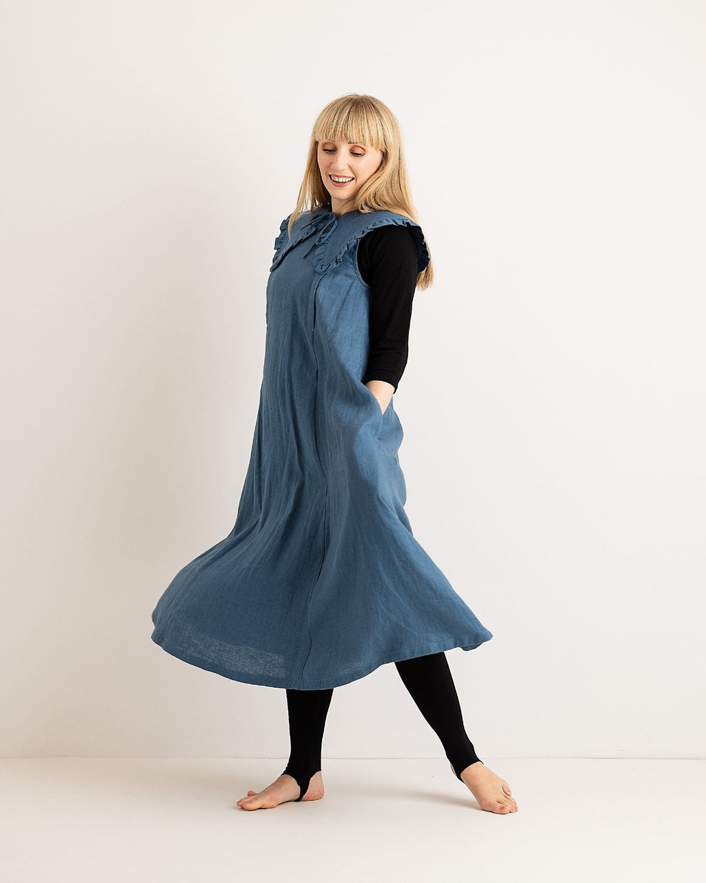 Journy Lucy Maternity / Breastfeeding Linen Dress - Aegean Blue