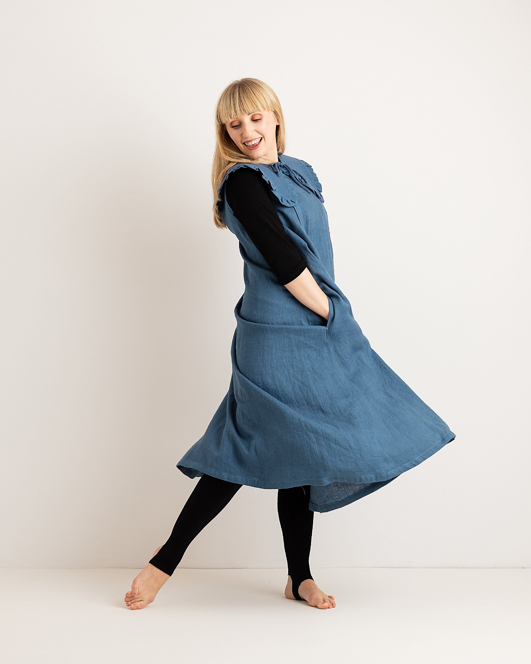 Journy Lucy Maternity / Breastfeeding Linen Dress - Aegean Blue
