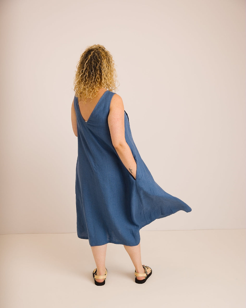 Journy Lucy Maternity / Breastfeeding Linen Dress - Aegean Blue