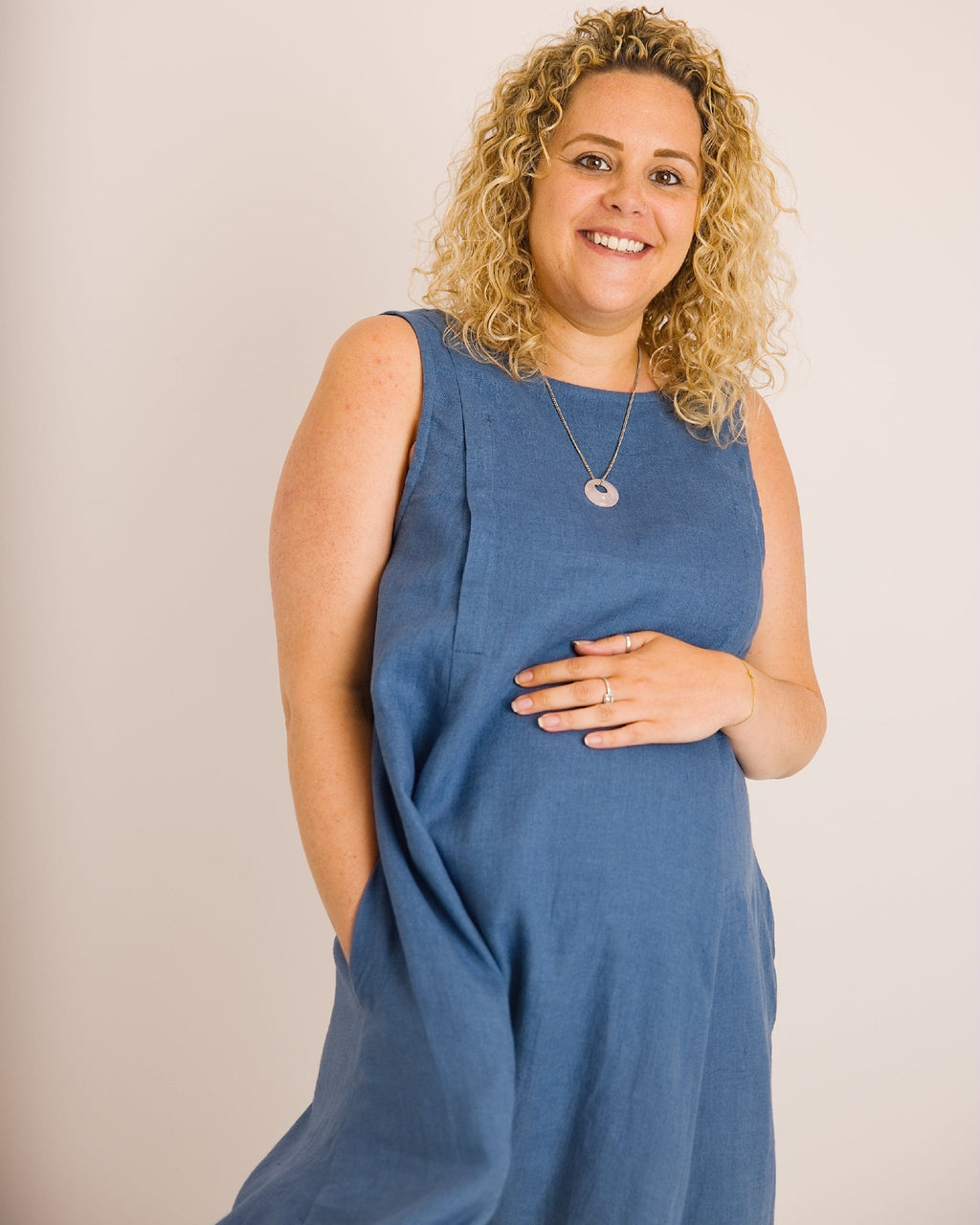 Journy Lucy Maternity / Breastfeeding Linen Dress - Aegean Blue