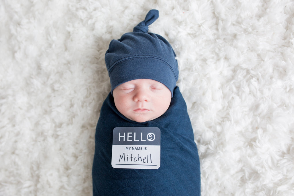 Lulujo - Bamboo Hat and Blanket New Baby Gift Set - Navy - Baby&More