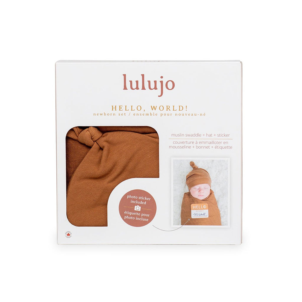 Lulujo - Bamboo Hat and Blanket New Baby Gift Set - Tan - Baby&More