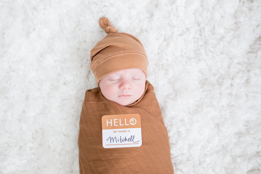 Lulujo - Bamboo Hat and Blanket New Baby Gift Set - Tan - Baby&More