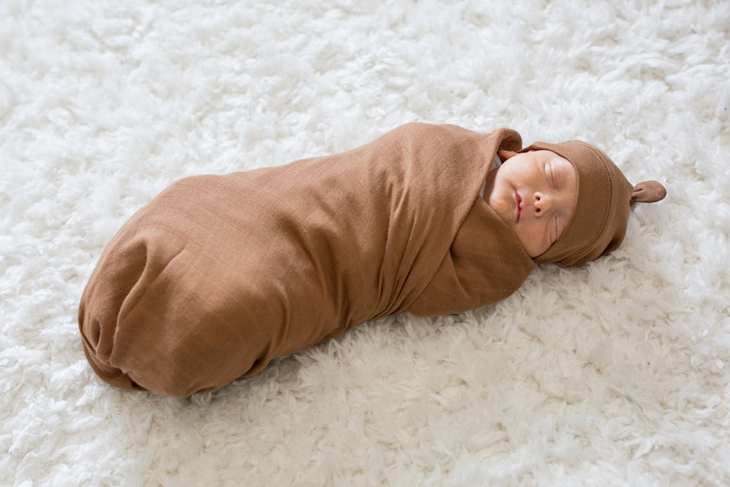 Lulujo - Bamboo Hat and Blanket New Baby Gift Set - Tan - Baby&More