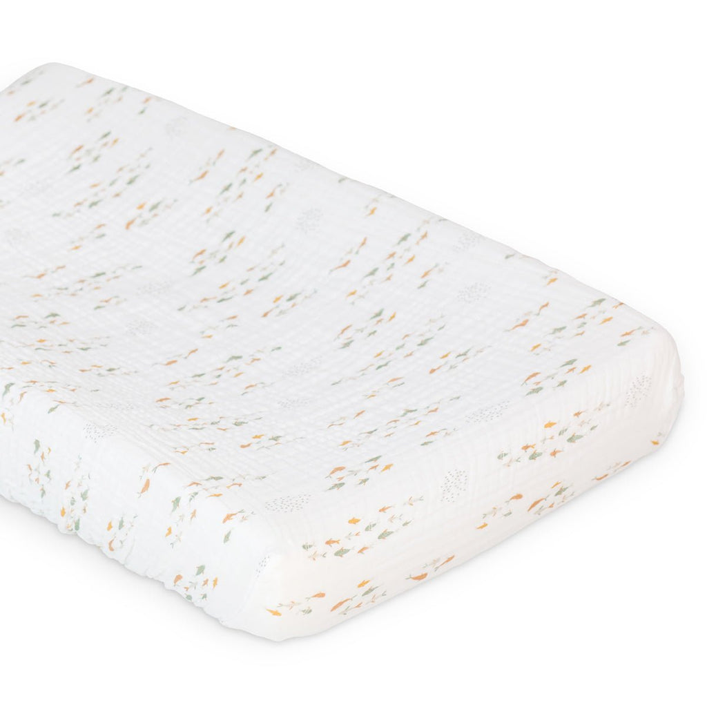 Lulujo - Cotton Fitted Crib Sheet - Fish (81cm x 43cm) - Baby&More