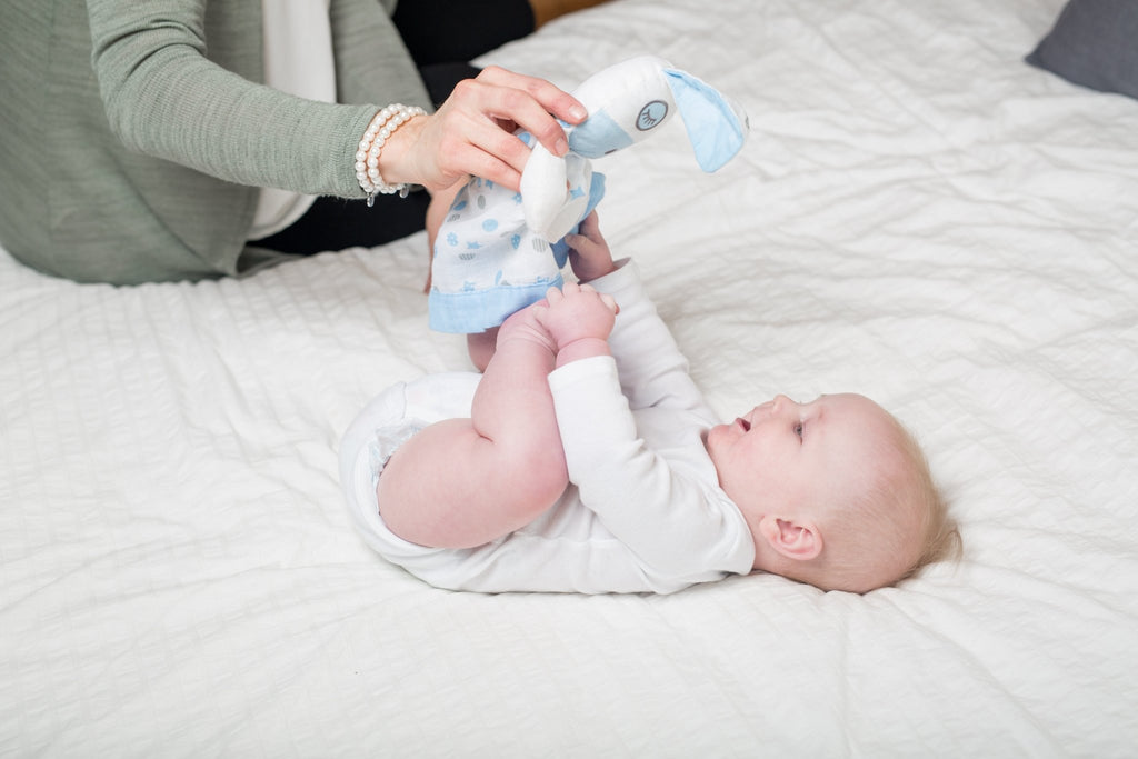 Lulujo - Cotton Muslin Lovie Comforter Blanket - Blue Puppy - Baby&More