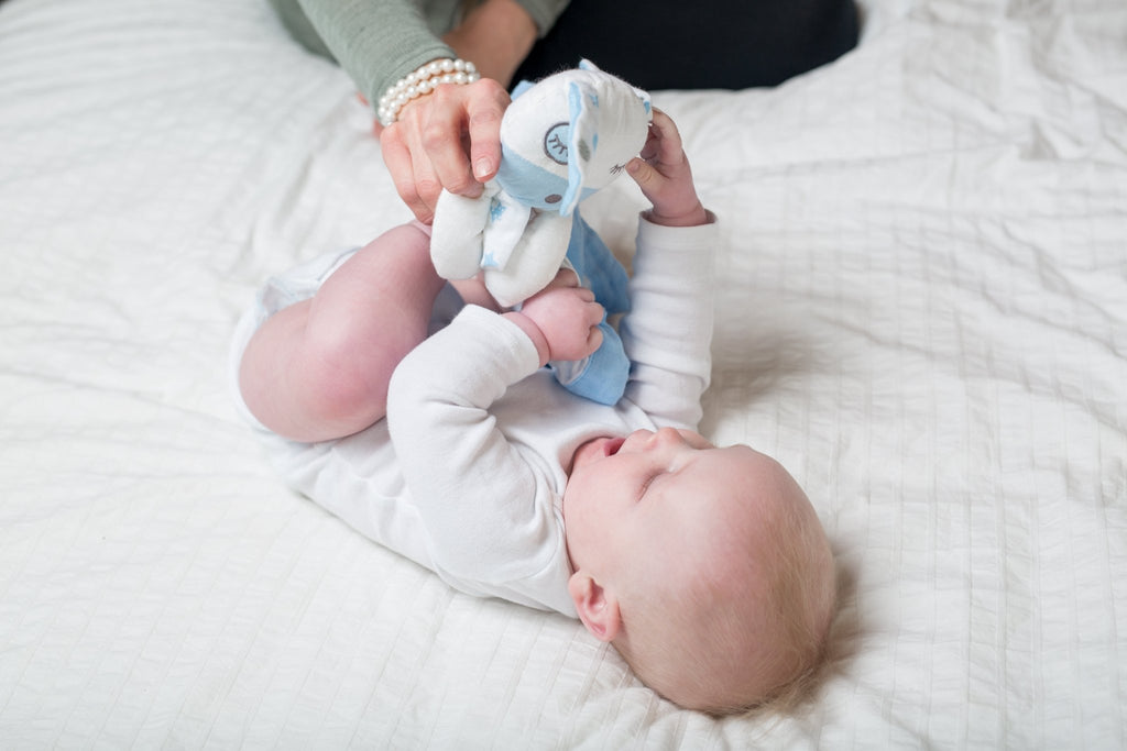 Lulujo - Cotton Muslin Lovie Comforter Blanket - Blue Puppy - Baby&More