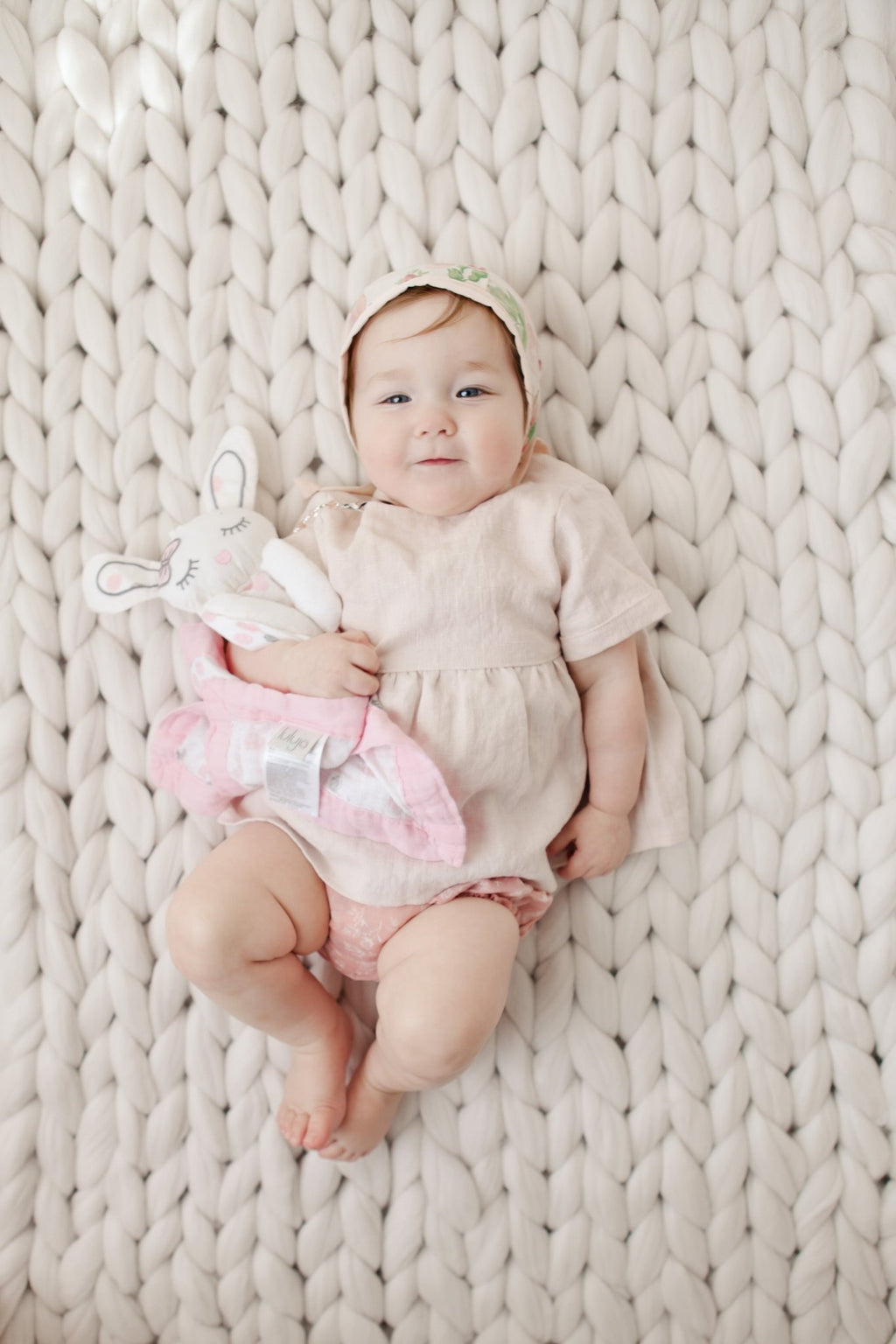 Lulujo - Cotton Muslin Lovie Comforter Blanket - Pink Bunny - Baby&More