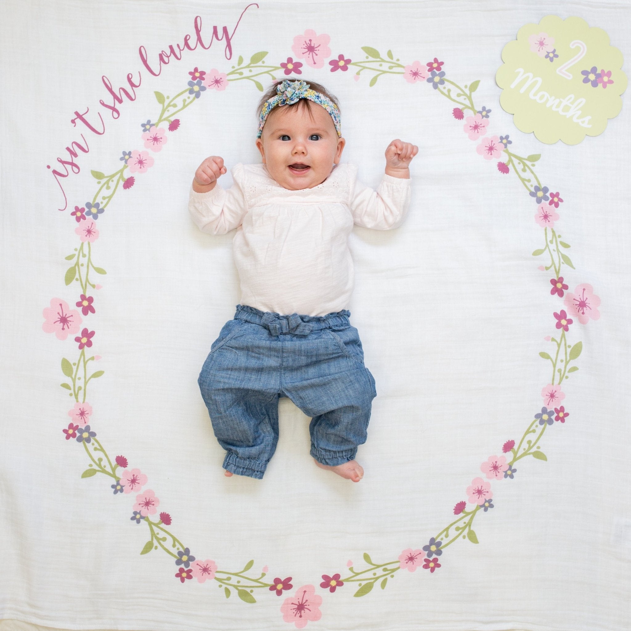 Lulujo - Cotton Swaddle & Milestone Marker Cards Gift Set - Isn't She Lovely - Baby&More