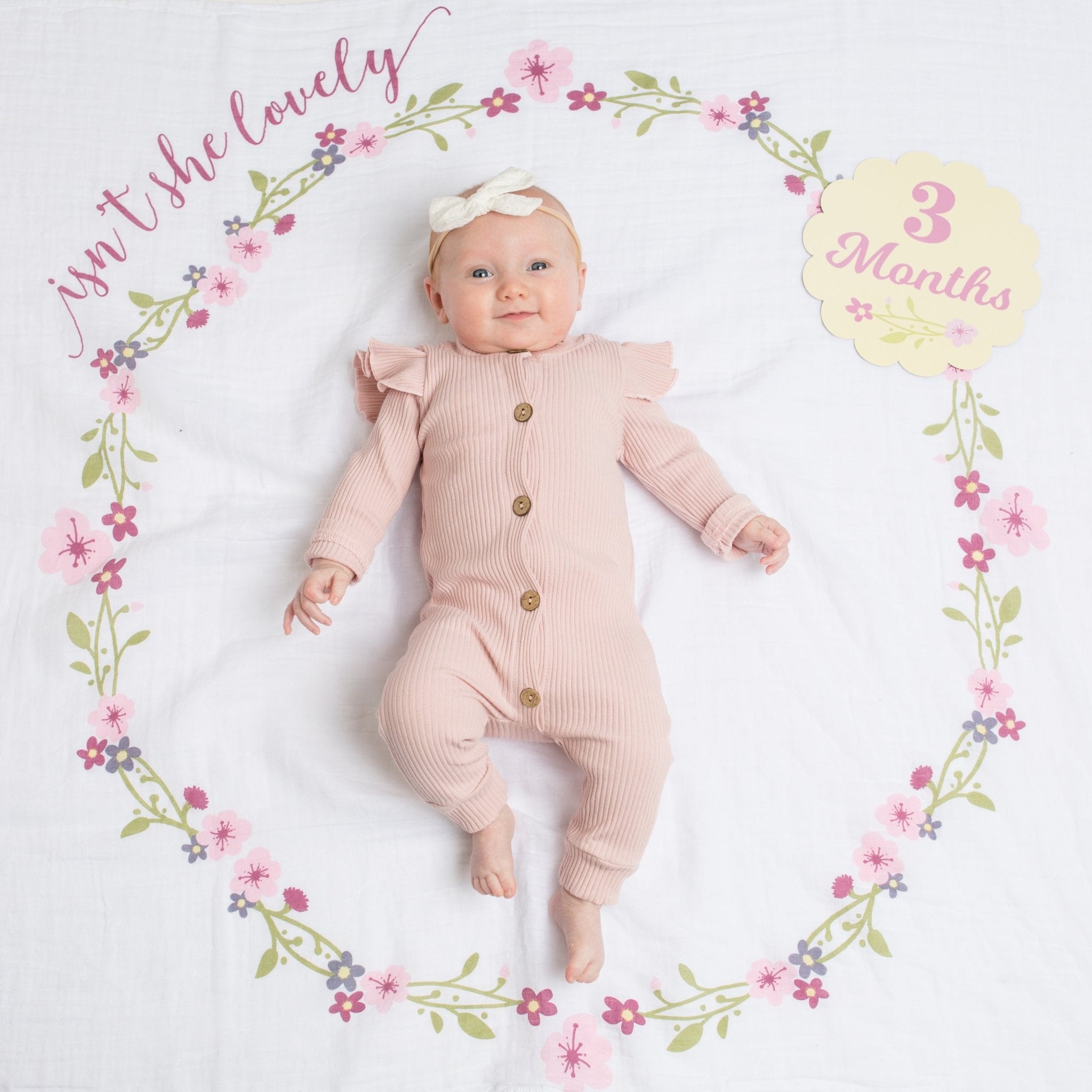 Lulujo - Cotton Swaddle & Milestone Marker Cards Gift Set - Isn't She Lovely - Baby&More