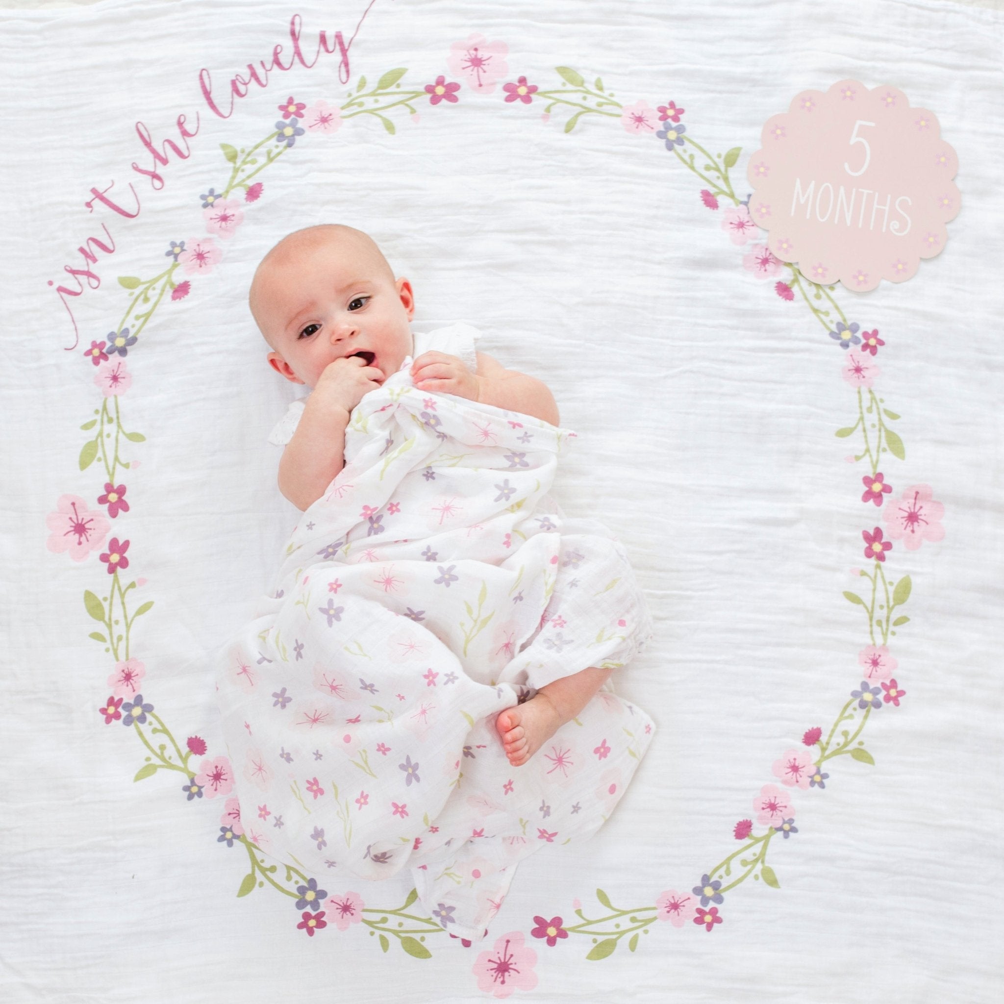 Lulujo - Cotton Swaddle & Milestone Marker Cards Gift Set - Isn't She Lovely - Baby&More